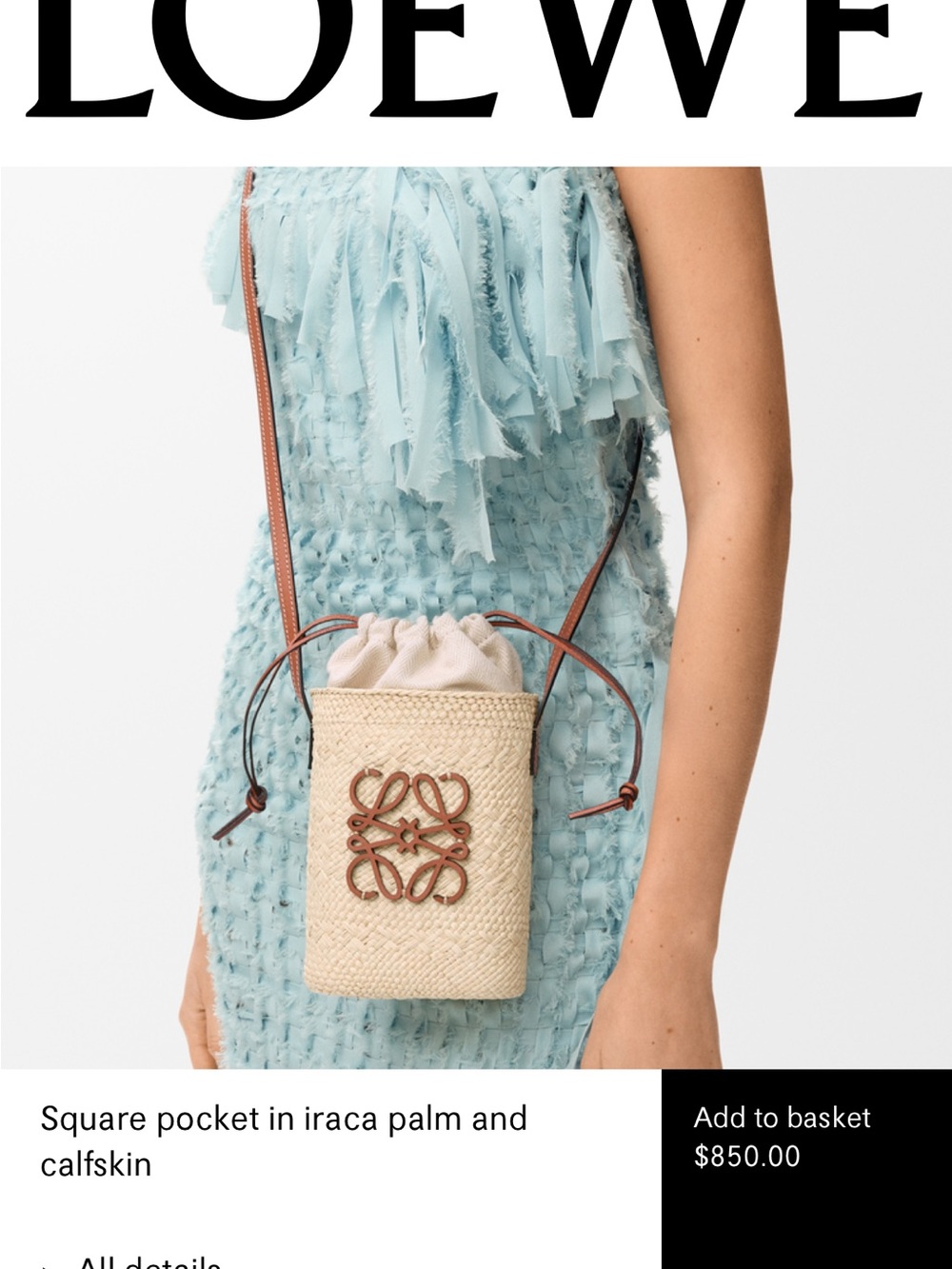 Loewe Natural Straw Crossbody with Brown Anagram Accent